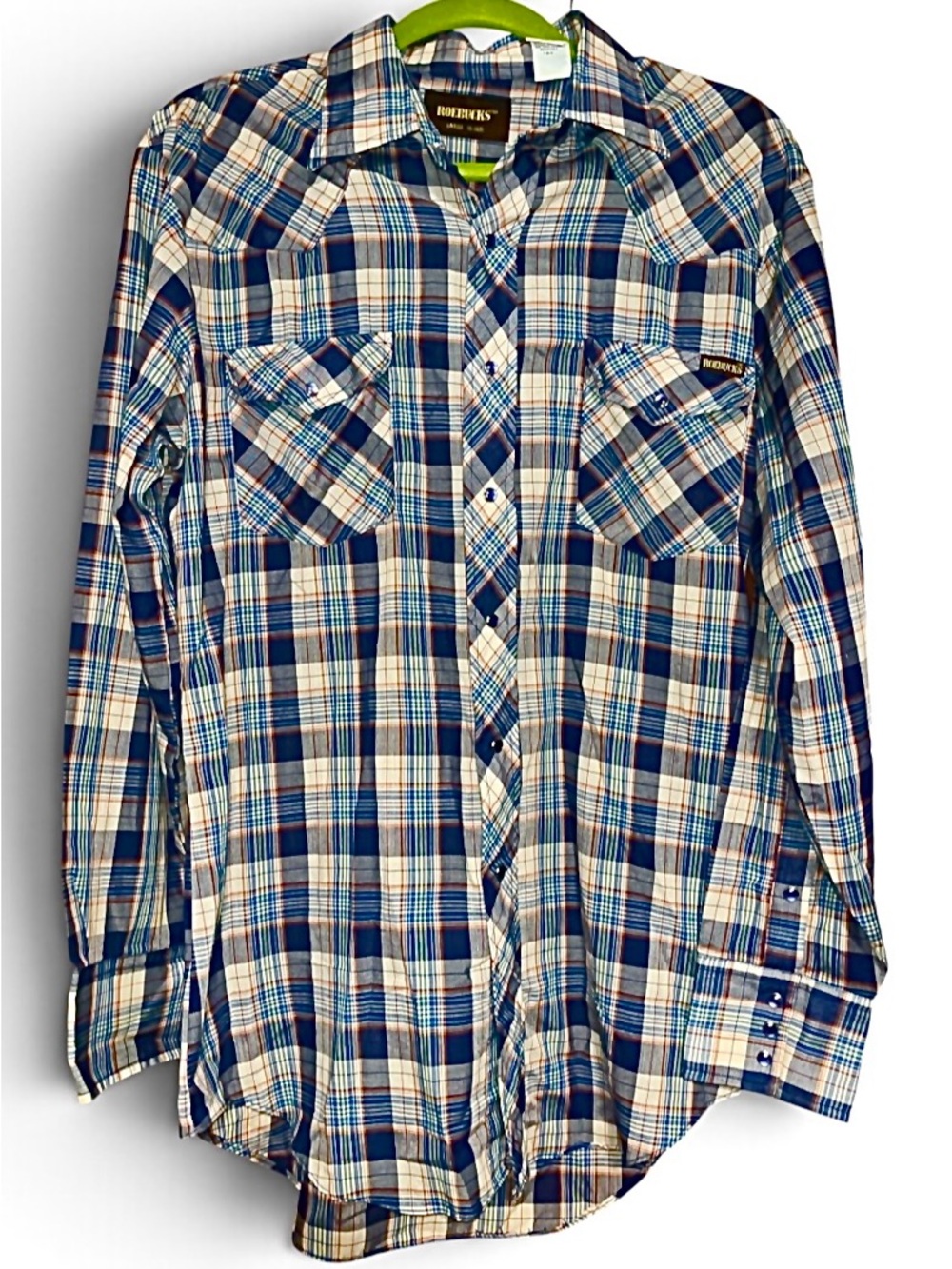 Roebucks 70’s long-sleeve blue pearl snap western shirt
